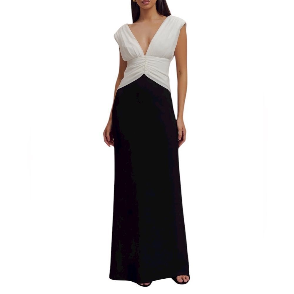 Meshki Monique Contrast Maxi Dress - Black NWT XS